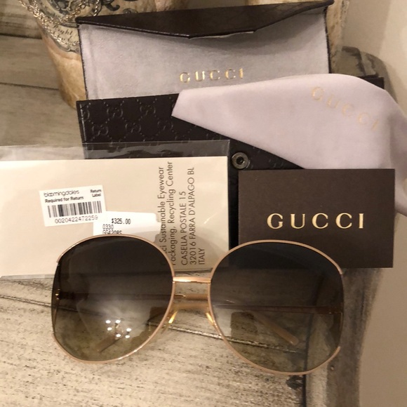 Gucci Brand new 100%AUTHENTIC round oversize antique gold and cream sunglasses